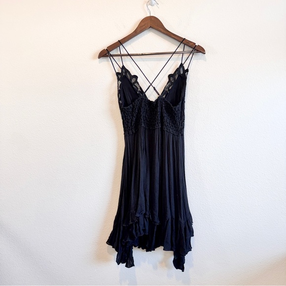 FP One Adella Mini Slip Dress Womens L Black Bohemian Festival Fairy Grunge Boho - Picture 11 of 12